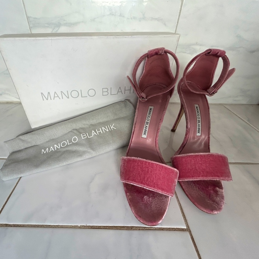 Pink Velvet Manolo Blahnik velvet heels 38.5